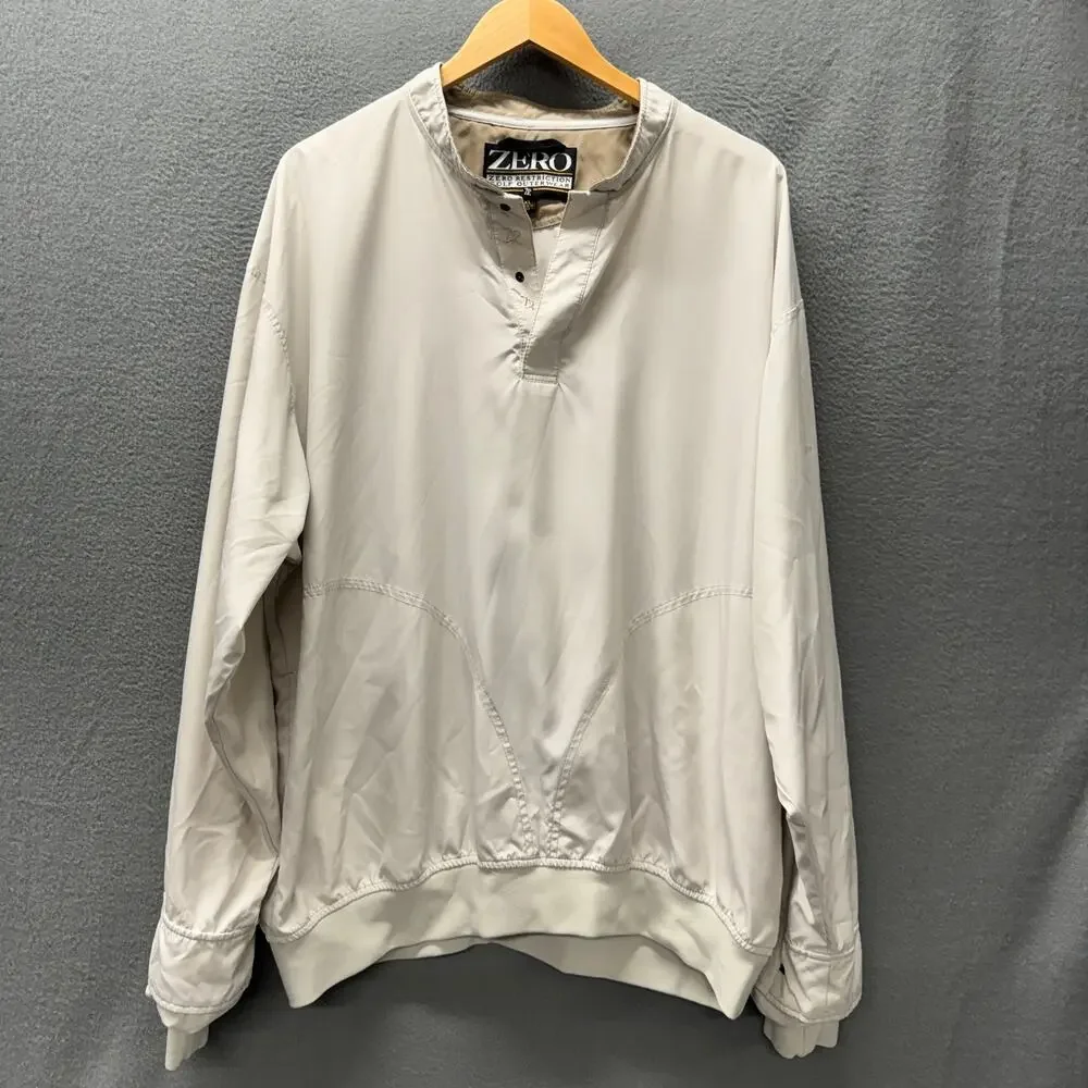 Vintage Zero Restriction Windbreaker Golf Jacket Pullover Cream Mens XL‎ USA